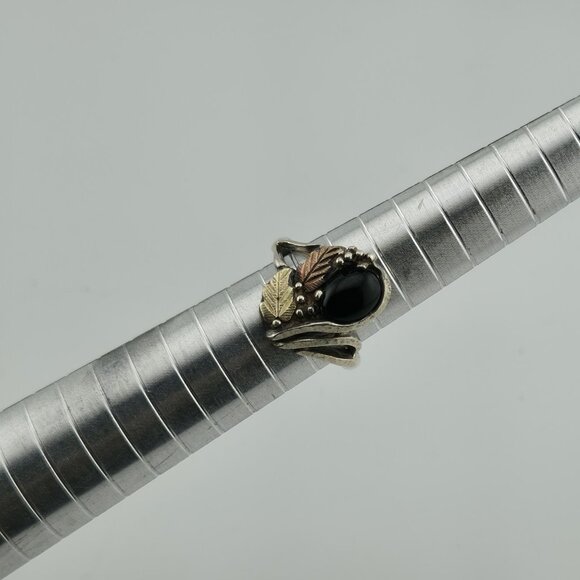 COLEMAN CO Sterling Silver And 12K Yellow, Rose Gold Natural Black Onyx 5.50 VTG - Picture 4 of 12